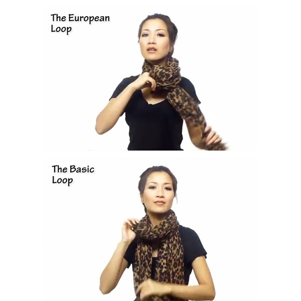 20 modi per indossare la sciarpa: Nodo europeo e nodo base