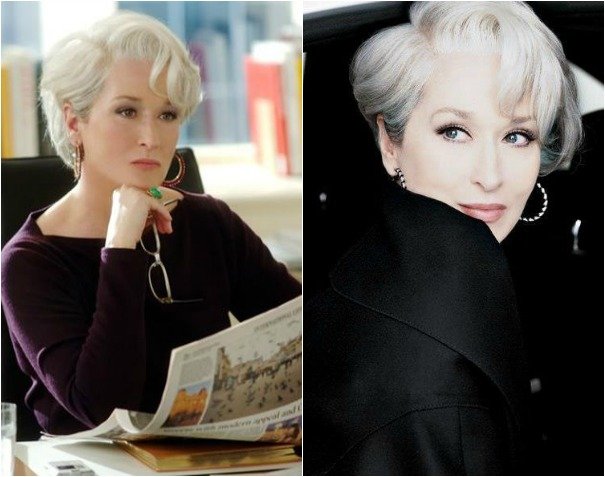 Hairstyle dell’algida Miranda Priestly (Meryl Streep) in Il Diavolo veste P...